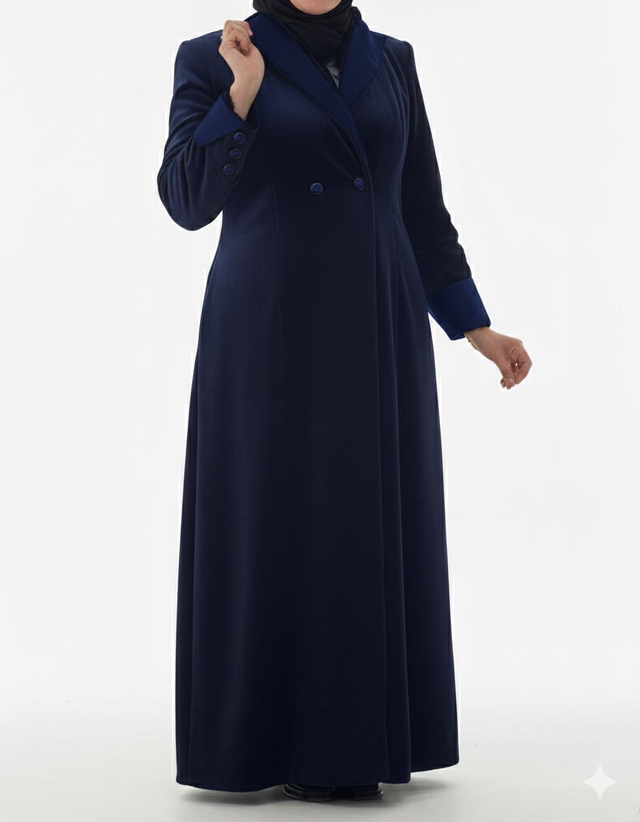 معطف فرو آيات (أزرق داكن)