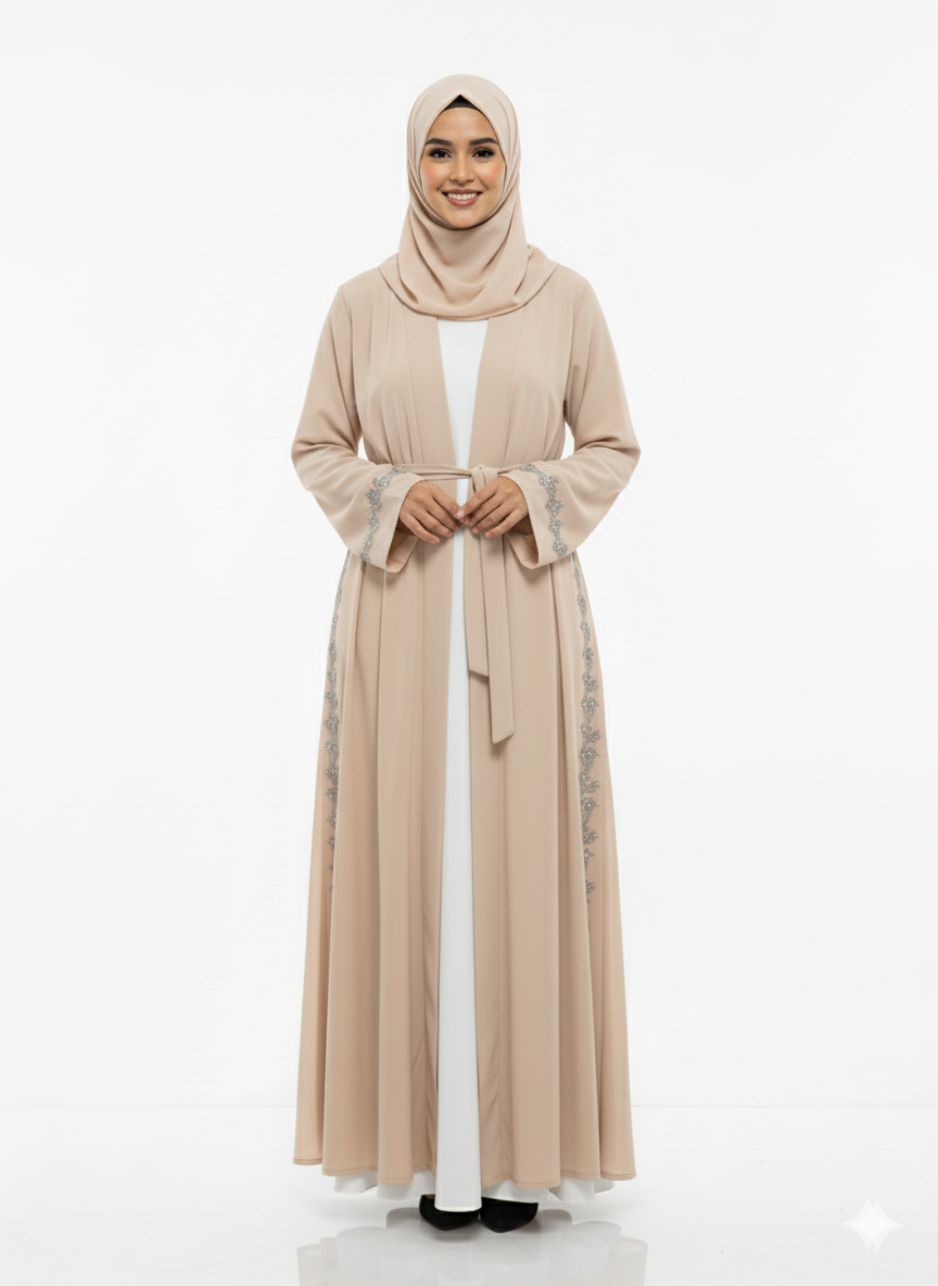 Lilas" Yazlık Resmi Abaya Takımı (Bej)