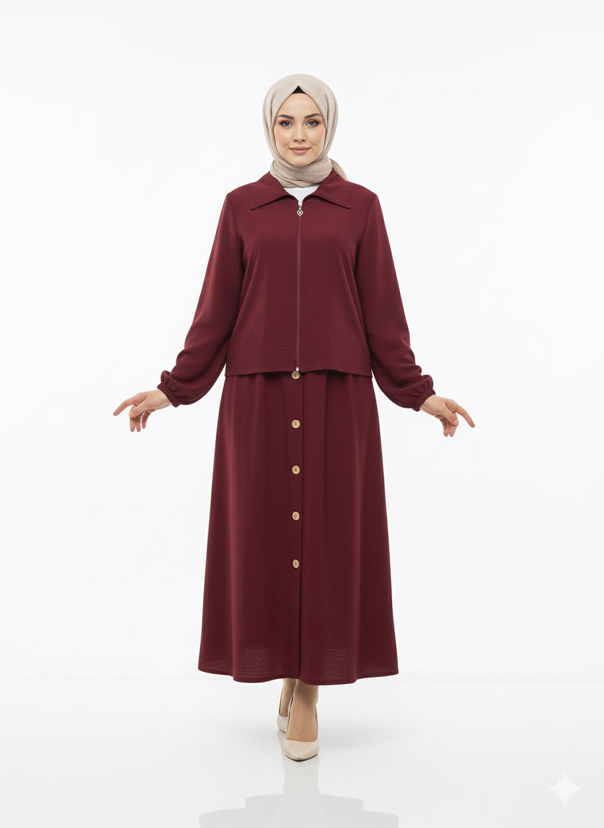 (Bordo)Raghad Takımı Yazlık  – Günlük kullanım için ideal, hafif ve şık bir tasarım