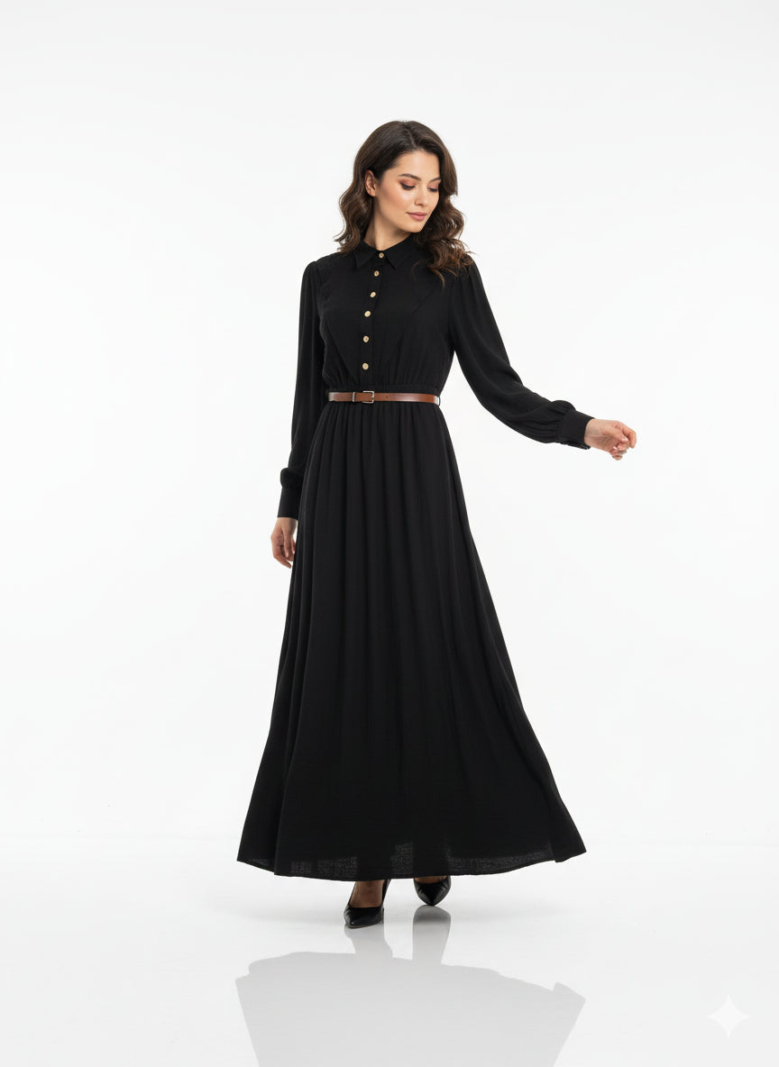 فستان هيا العملي الصيفي اللون الاسود