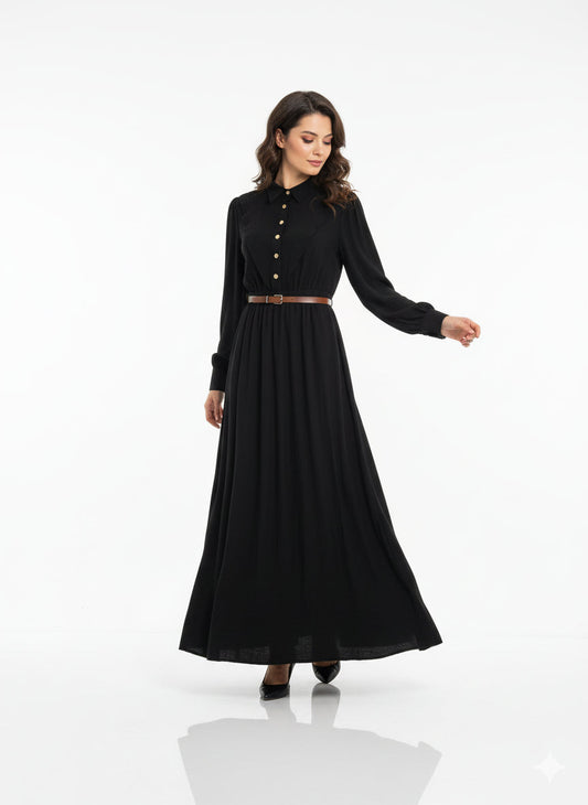 فستان هيا العملي الصيفي اللون الاسود