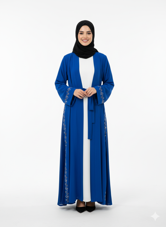 Lilas" Yazlık Resmi Abaya Takımı (mavi)