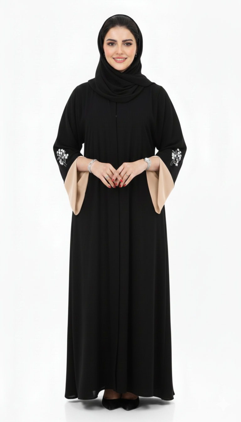 (Wurud Yazlık Resmi Ferace – Şal ile Birlikte ( Kahverengi Renk