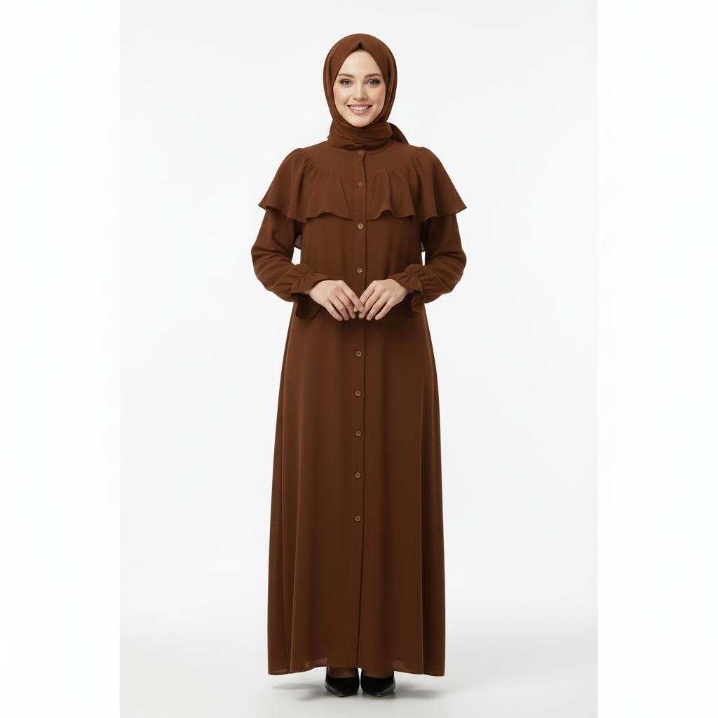Kahverengi renk Khawla abaya