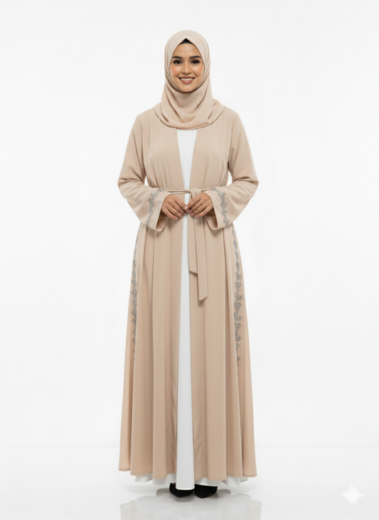 Lilas" Yazlık Resmi Abaya Takımı (Bej)