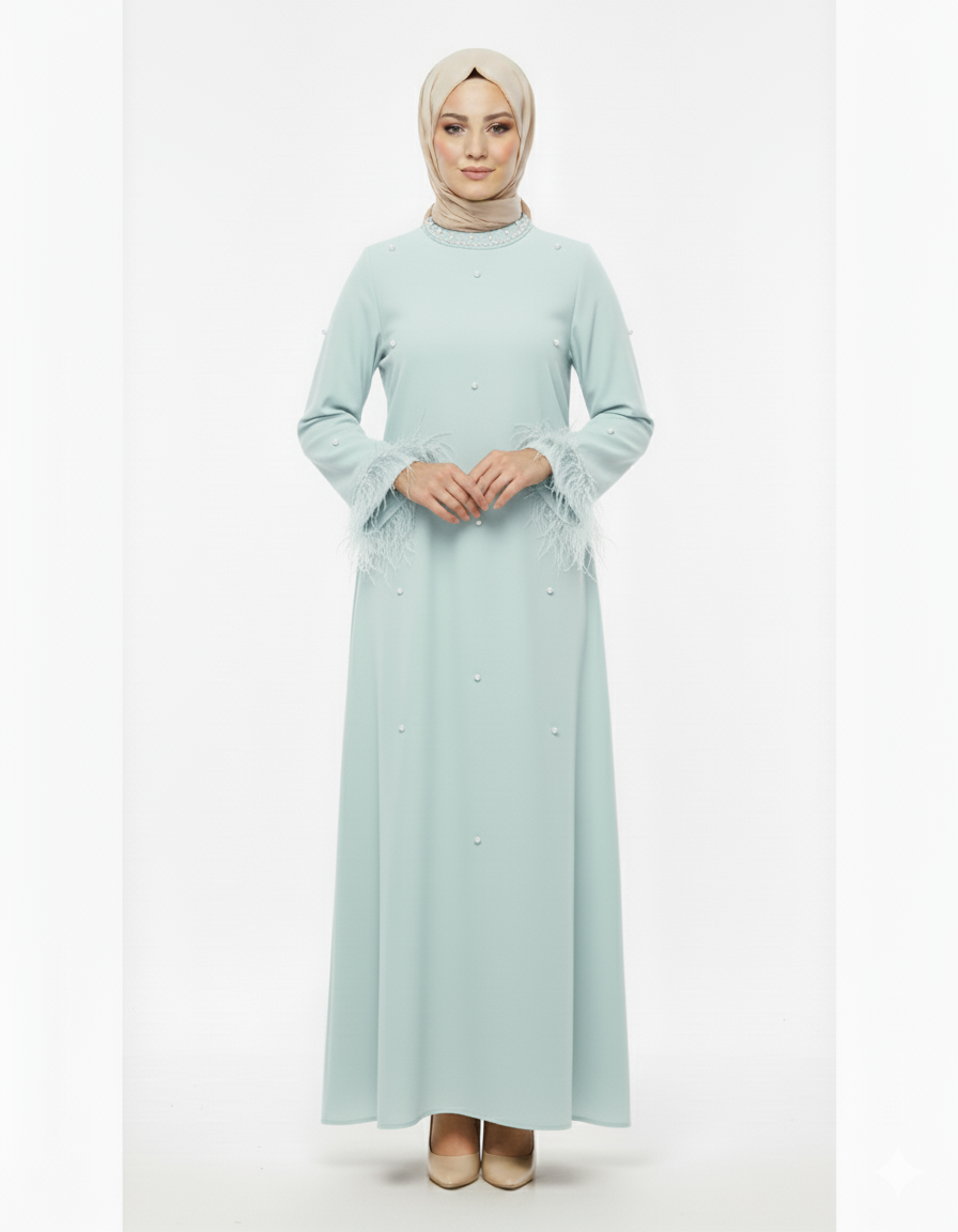 (camgöbeği rengi) Gömze resmi yazlık elbise