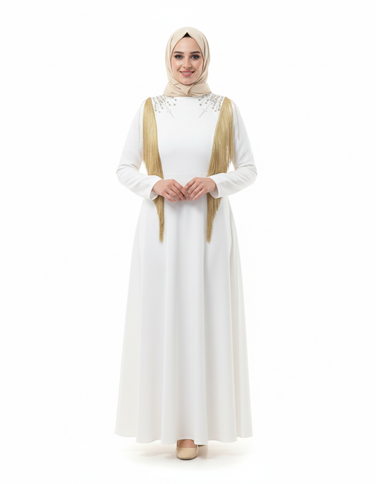 Tala Beyaz renkli, yaz mevsimi için özel bir elbise