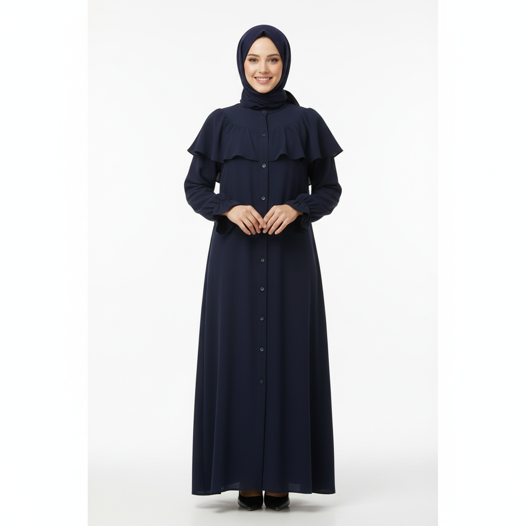 Lacivert renk Khawla abaya