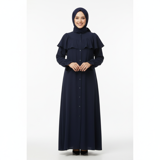 Lacivert renk Khawla abaya