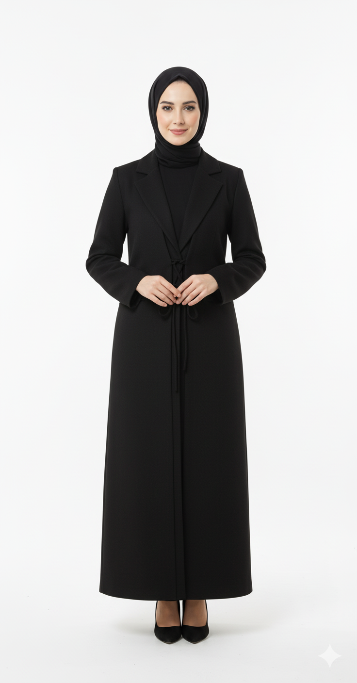 Kawther Yazlık Mantosu – Şık ve Siyah