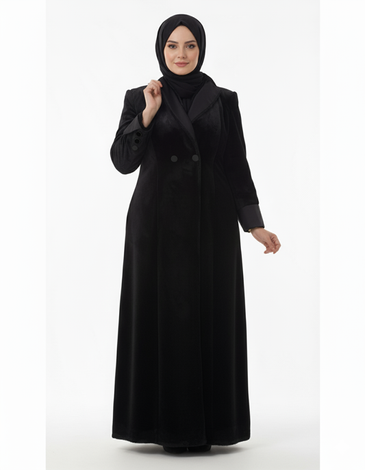 (Ayat kürklü manto (siyah