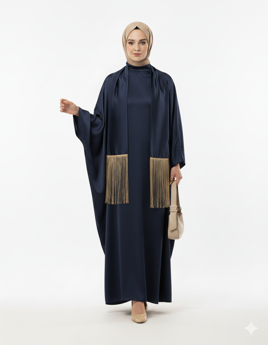 (Lacivert)Rawya Yaz sezonuna uygun elbisesi