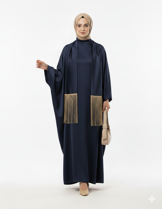 (Lacivert)Rawya Yaz sezonuna uygun elbisesi