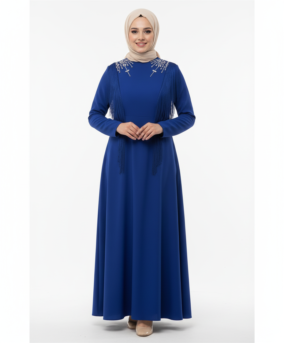 Mavi renkli, yaz mevsimi için özel bir elbise.