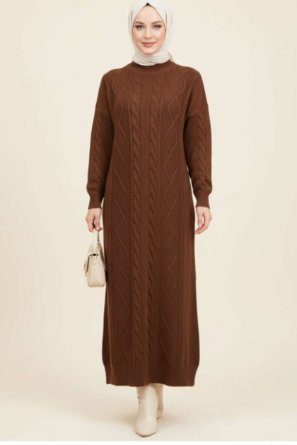 Nisa Triko Elbisesi (Kahverengi)