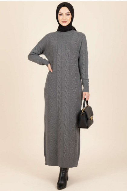 Nisa Triko Elbisesi (Gri)