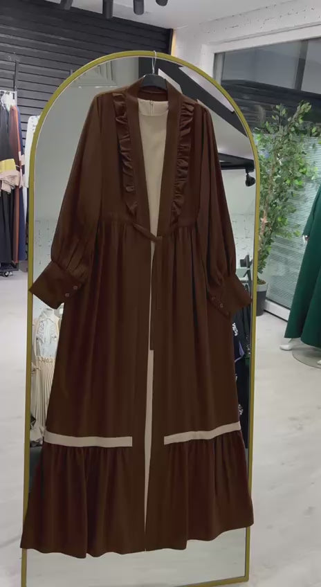 Taghreed Abaya Yazlık Resmi (Kahverengi / Bej)