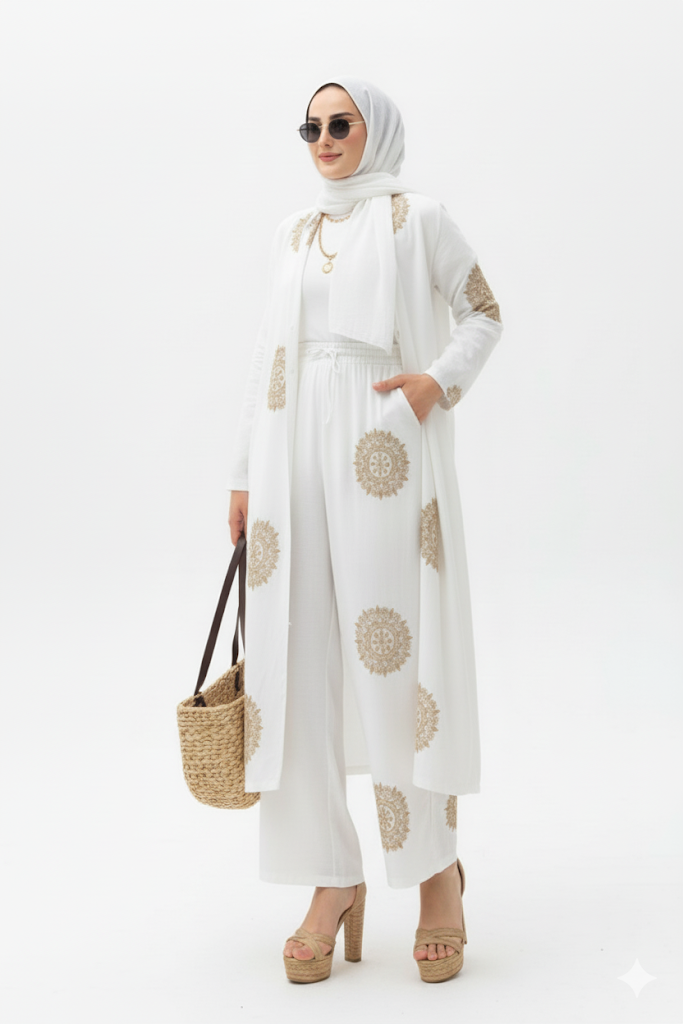 Dehab" Yazlık Resmi Takım (Beyaz)